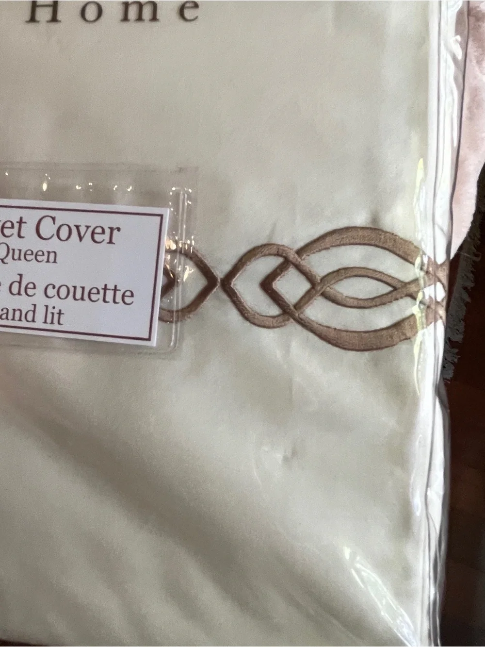 NWT FRETTE Boho Embroidery QUEEN Duvet Cover in Cream